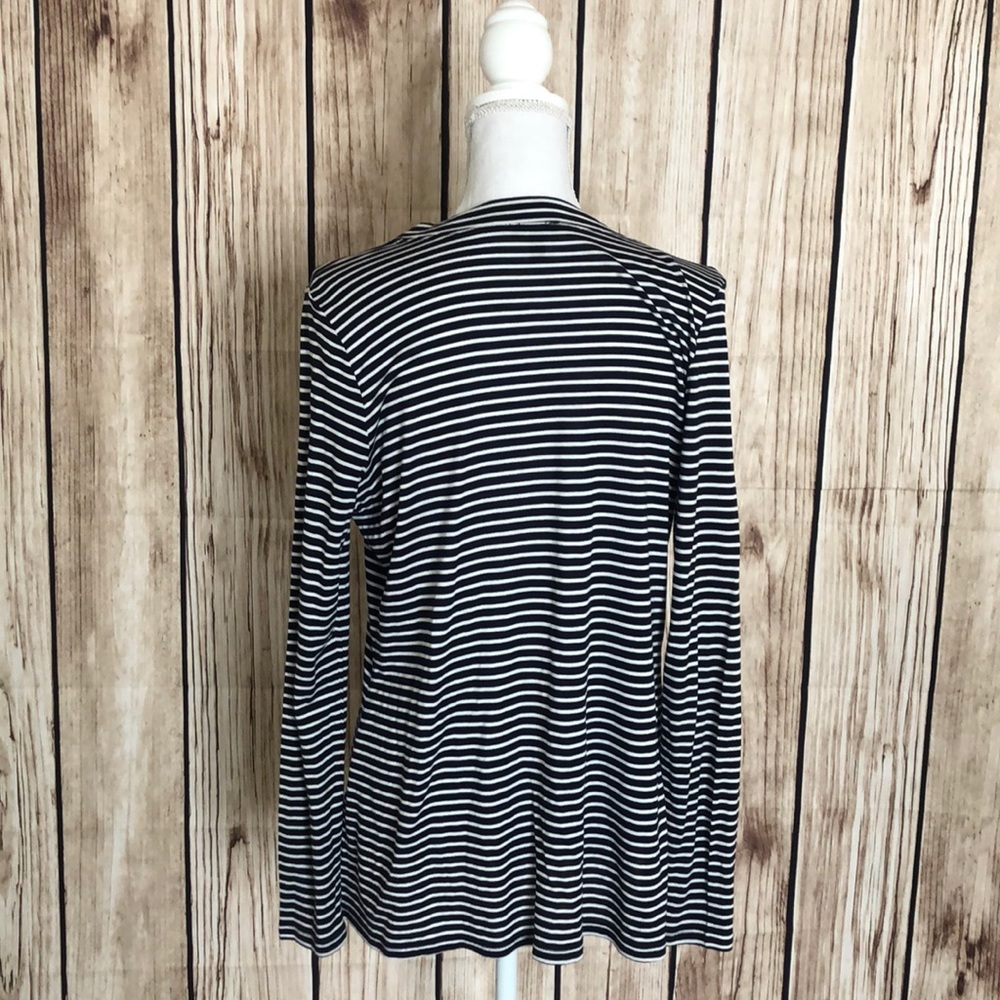 Talbots Navy/Wht Striped Open Front Cardigan Small - Picture 3 of 5